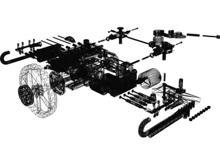 Engine 4 Cylinder Boxer 3D Model