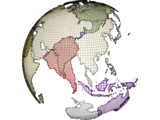 Globe Land Masses 3D Model