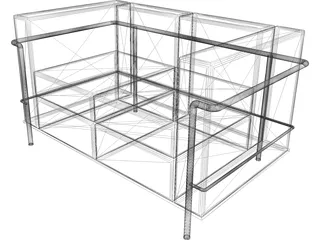 Sofa Corbusier LC-2 Two Seater 3D Model