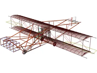 Biplane Curtis Pusher 3D Model