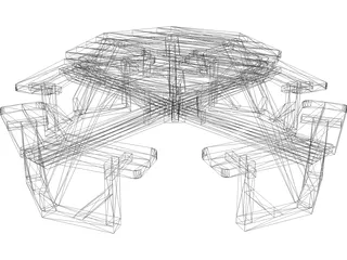 Octogonal Garden Table 3D Model