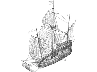 Caravel Sailing Ship 3D Model