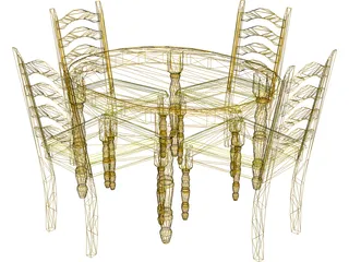 Table with Chairs 3D Model