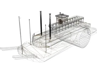 Steamboat SideWheel (1900) 3D Model