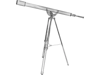 Brass Telescope on Stand 3D Model