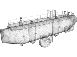 Trieste Submarine 3D Model