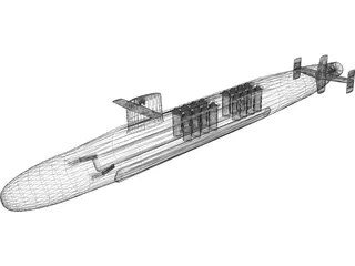 Le Triomphant class Missile Submarine 3D Model