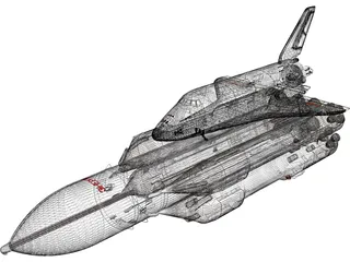 Buran-Energia Space Shuttle with Rocket 3D Model