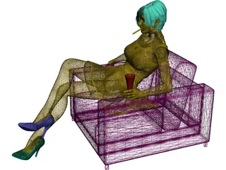 Woman on Chair 3D Model