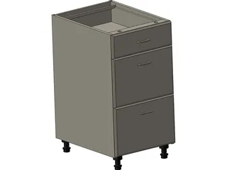 3 Drawer Cabinet 3D Model