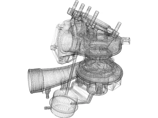 Turbocharger Diesel Engine 3D Model