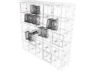 Bookcase Wooden 3D Model