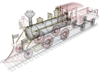 Toy Steam Locomotive with Tender 3D Model