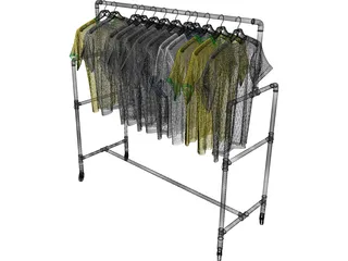 Shirts on Wardrobe 3D Model