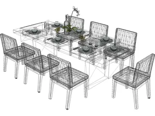 Table Dinner Contemporary 3D Model