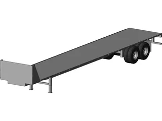 Flat Bed Trailer 3D Model