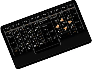 Abbreviated Left Hand Keyboard 3D Model