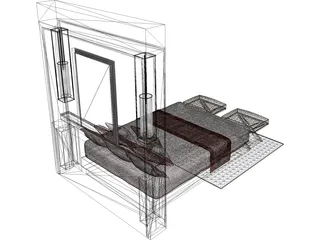 Bed Fancy Design King Size 3D Model