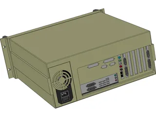 Rackmounted Computer with Motherboard 3D Model