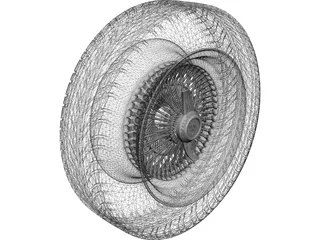 Daytona Wire Rim and Tyre 3D Model