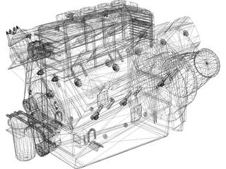 Race Block Supercharged Engine 3D Model