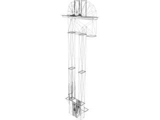 36 Inch Pulley Elevator Leg with Boot and Head 3D Model