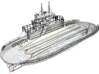 Ferry Boat 3D Model