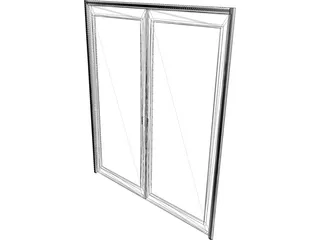 Door Double Sliding Glass 3D Model