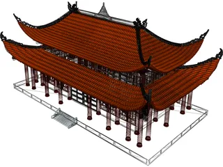 Attic Chinese Building 3D Model