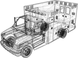 Ford E350 Ambulance 3D Model