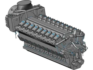 Diesel 18V48/60 Engine 3D Model