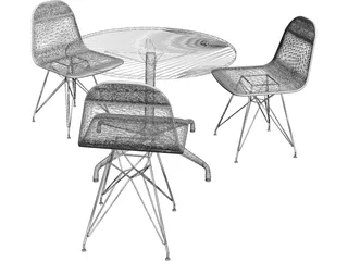 Eames Seatings and Table 3D Model