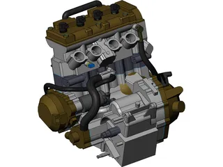 Kawasaki zx600 Engine 3D Model
