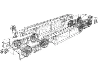 Flat Bed Train Carriage 3D Model