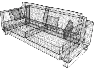 Sofa with Pillows 3D Model