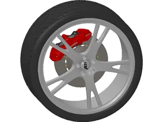 Wheel/Tire with Caliper and Rotor 3D Model