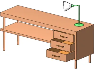 Table and Lamp 3D Model