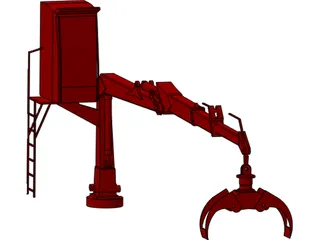 Hydraulic Hand Crane 3D Model
