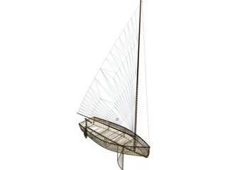 Wooden Sailboat 3D Model