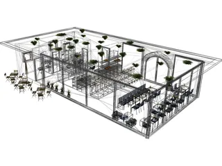 Modern Cafe Building 3D Model