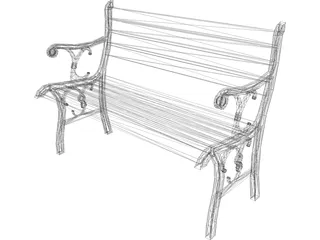 Wrought Iron Park Bench 3D Model