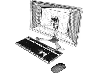 Monitor, Keyboard and Mouse 3D Model