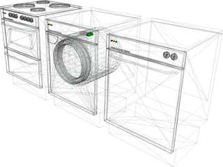 Stove, Washingmachine, Dishwasher 3D Model