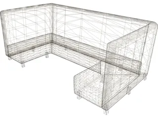 Booth Restuarant Square 3D Model