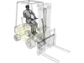 Forklift with Operator 3D Model