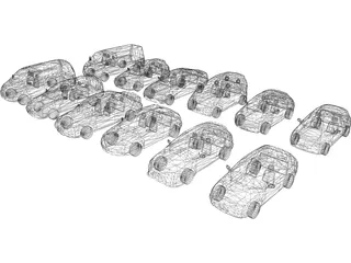 Cars Pack Low Poly 3D Model