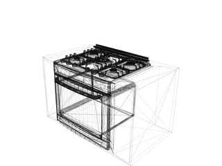 Stove Built-in 5 Burner 3D Model