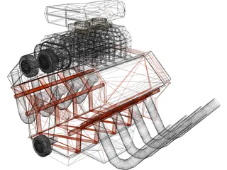 Funny Car Engine 3D Model