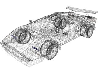 Lamborghini Countach LP500 3D Model