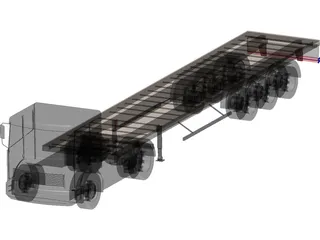 Flat Bed Truck 3D Model